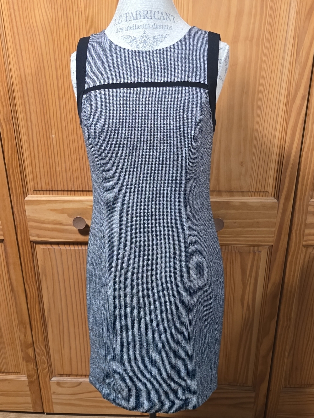 The Limited Gray Sheath Dress with Black Trim
